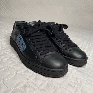 KENZO Paris Tennix Leather Sneakers Black/Blue Size 41 EU 8 US